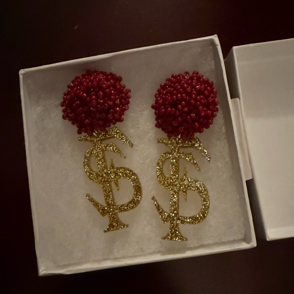 FSU Garnet and Gold Earrings new